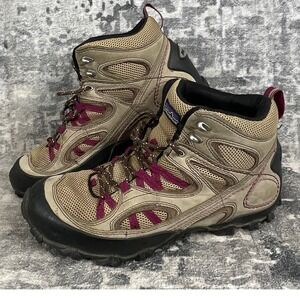 Patagonia Drifter AC Mid Hiking Boot Womens 9 Tan Magenta Vibram Outdoor Trail